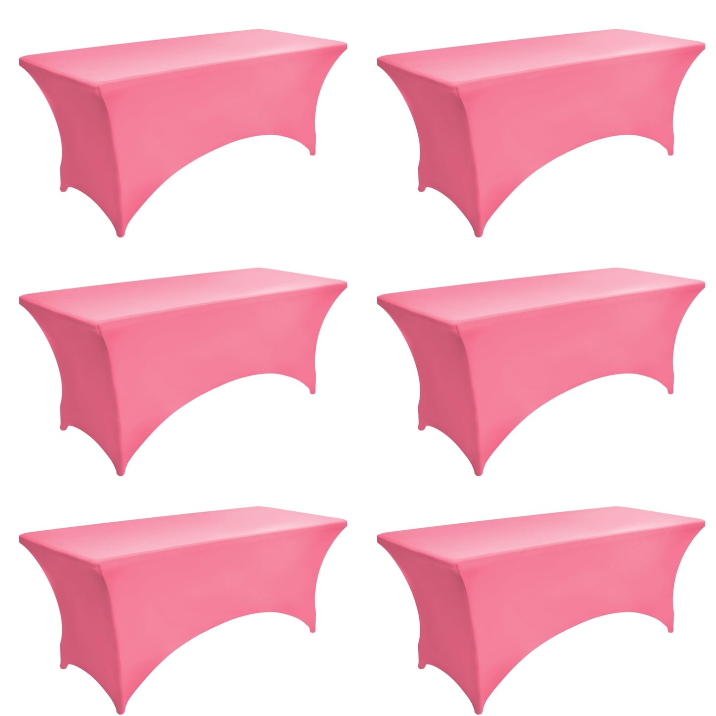ZarzaaSik 6-Pack 6ft Spandex Table Covers for Rectangle Standard Folding Tables - Wrinkle Resistant Stretch Tablecloths - Ultimate Fitted Table Protector for Parties, Trade Shows, Wedding