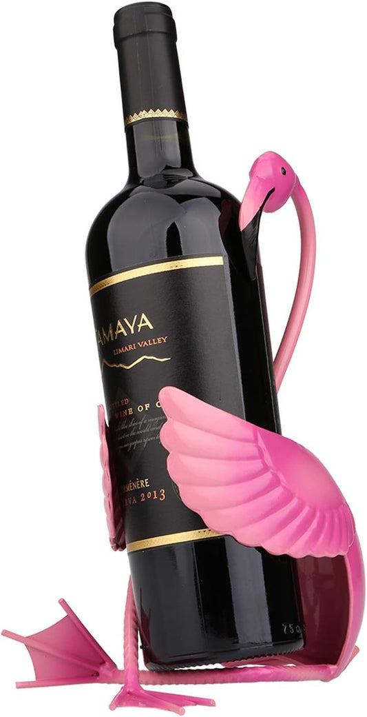 Flamingo Wine Holder - Metal Sculpture Wine Shelf for Home Decor & Crafts