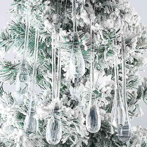 Icicle Christmas Ornaments 12pcs Clear Acrylic Icicle Pendant Christam Tree Hanging Ornaments for Christmas Tree Ornaments (Water-17cm)