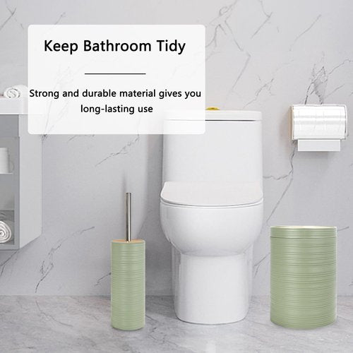 CERBIOR 6-Piece Bamboo Bathroom Accessories Set - Stylish Soap Dispenser, Toothbrush Holder & More | Sriral Green