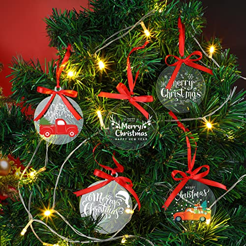 Blulu 100 Pcs 5 Inch Clear Acrylic Christmas Ornaments Discs for Crafts