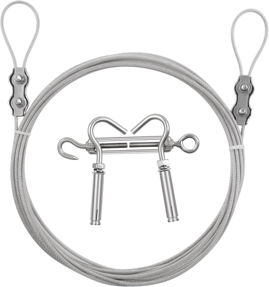 Heavy Duty 17.4FT Stainless Steel Clothesline - Windproof Outdoor Clothesline for Hanging