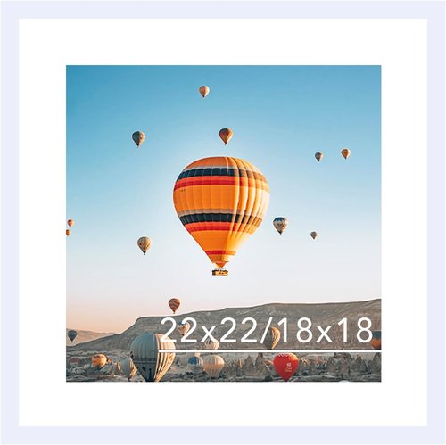 JCJMY 22x22 Picture Frame - White Wall Display with 18x18 Mat & Shatter-Resistant Plexiglass