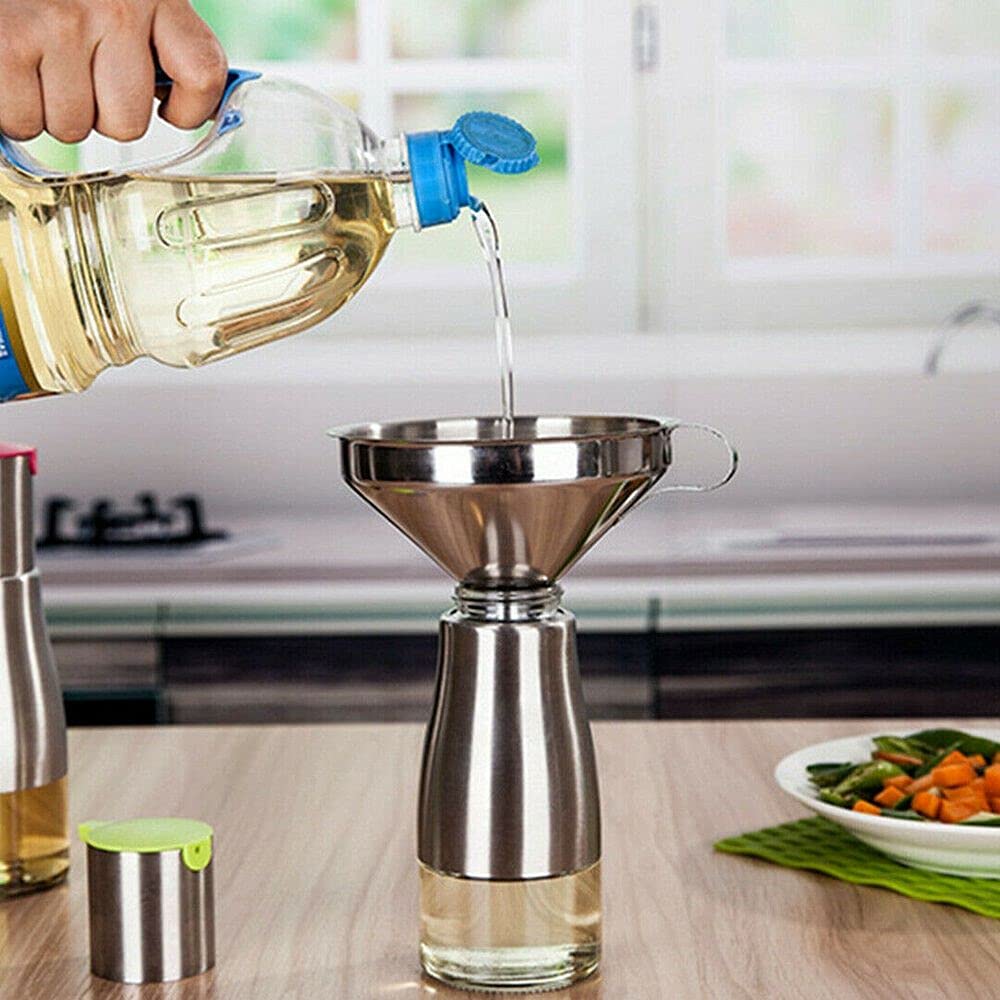 Skiennix Stainless Steel Oil Funnel - Detachable Filter Kitchen Gadget | 10cm Size