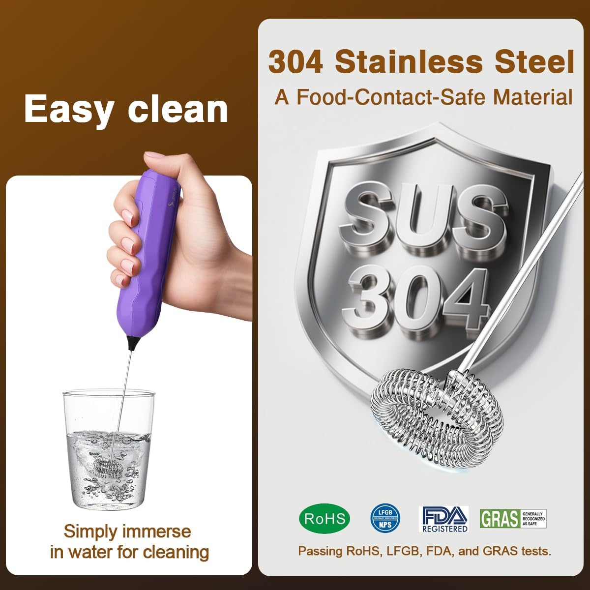 SUPRUS Ultra-Fast Handheld Milk Frother - Double Whisk with Stand & 2 Batteries | Stainless Steel for Lattes, Cappuccino, Matcha, and More