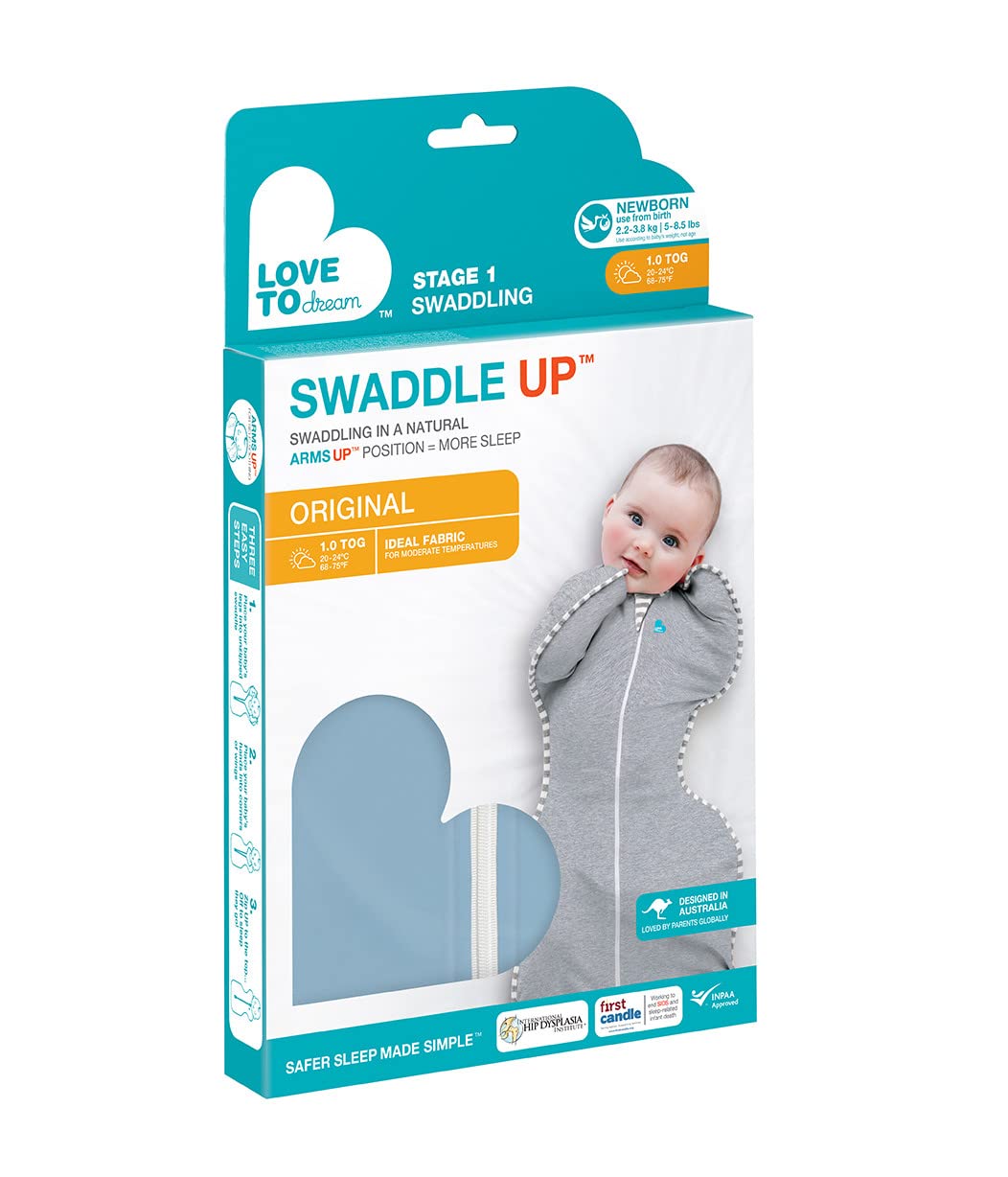 Love to Dream Swaddle UP - Baby Sleep Sack for Newborns 8-13 lbs | Self-Soothing Snug Fit in Dusty Blue