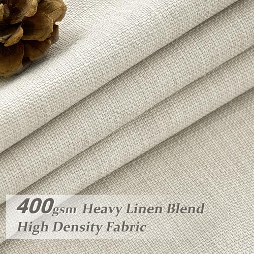 Cream Beige Floor-Length Curtains & Drapes - 2 Panels, 40x108 Inches, Blackout Linen Blend, Thermal for Living Room - Variation: Cream / 40W x 108L