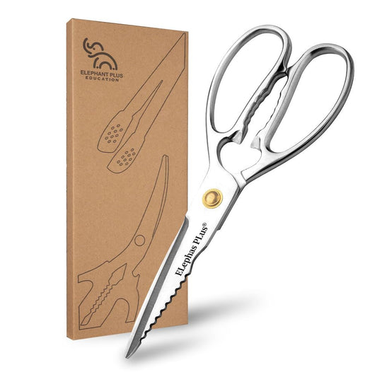 ELephas PLus Professional Kitchen Scissors - Heavy Duty Stainless Steel Shears for Cutting Meat, Fish, Poultry, Vegetables, Pizza - Food Cutting Tools