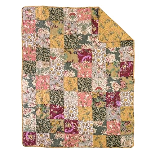 Antique Chic Quilted Patchwork Throw - 50 x 60 Inches Multicolor