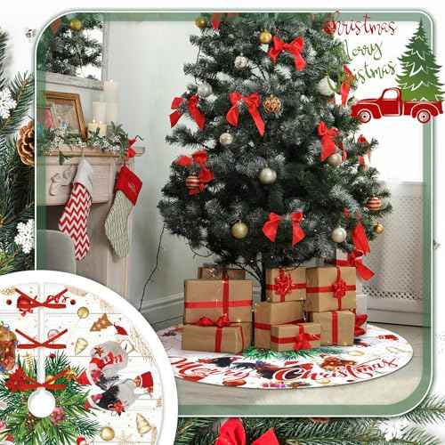 Shellwei 36 Inch Christmas Tree Skirt Cat Style Christmas Tree Cat Mat Decorations for Holiday Party Indoor Outdoor Decorations