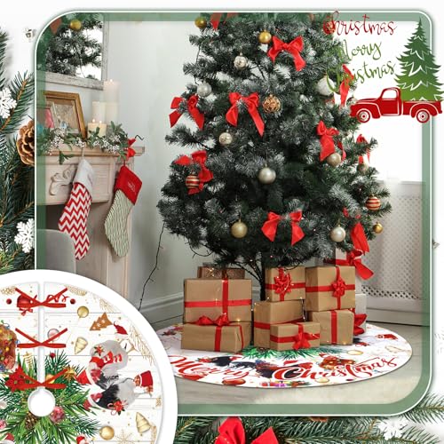 Shellwei 36-Inch Multicolor Cat Pattern Christmas Tree Skirt Holiday Decor