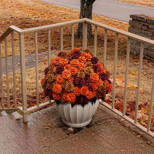HIFORESTAR Mix Color 12 Bundles Artificial Fall Chrysanthemum Flowers Outdoor UV-Resistant Faux Plants