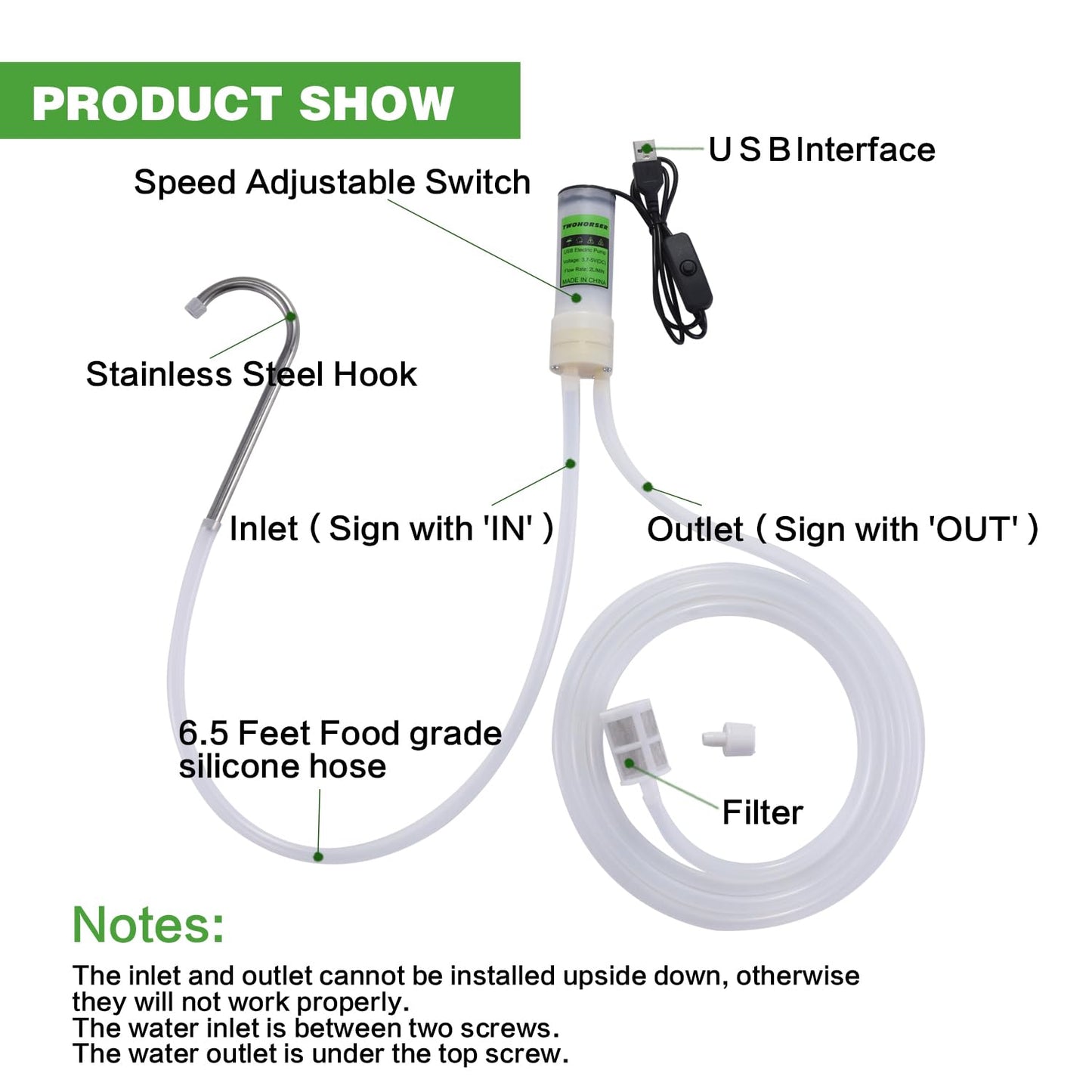 Portable USB Electric Auto siphon Self Priming Pump for Bottling Home brew Wine,Beer and Kombucha, DC 5V Food Grade Water Transfer Pump With 6.5FT hose, 2L/Min No Mess Leak,Low Noise