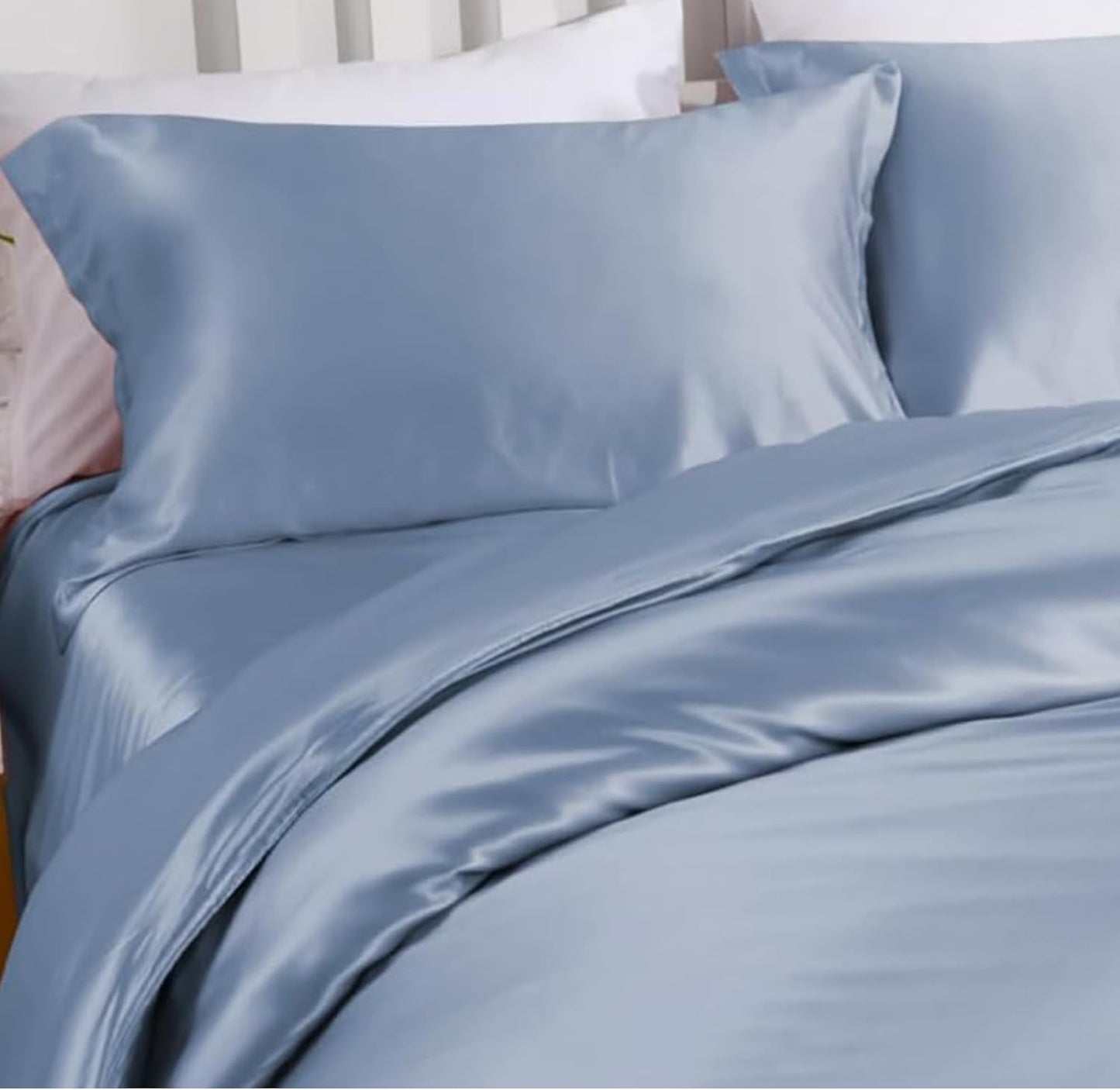 Skiennix Premium Natural Mulberry Silk Pillowcase - 22 Momme Standard Size for Hair & Skin | 20"x26" (Blue Grey)