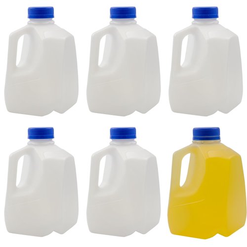 Cornucopia Brands 32oz Plastic Jugs (6-Pack); 1-Quart / 32-Ounce Bottles w/Caps for Juice, Water, Sports and Protein Drinks and Milk, BPA-Free
