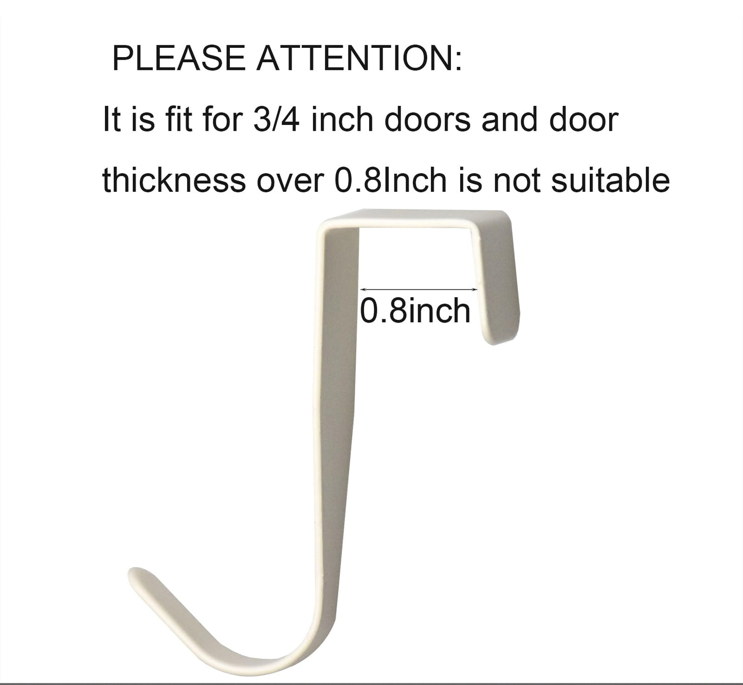 eywlwaar Over The Cabinet Door Hooks Door Hanger 4Pack Single Hook（Thickness Over 0.8Inch is Not Suitable）