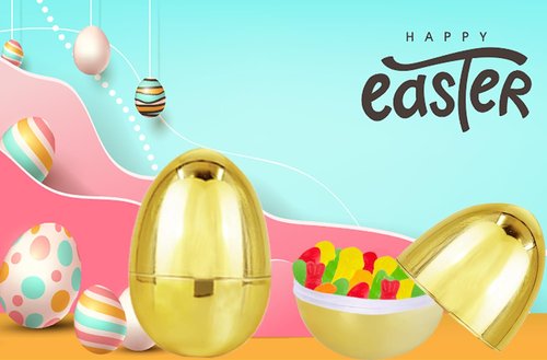 Chochkees 6 Inch Jumbo Golden Easter Eggs 6 Pack Metallic Gold, Goodie Basket Prize, 6" Inch (6-Pack)