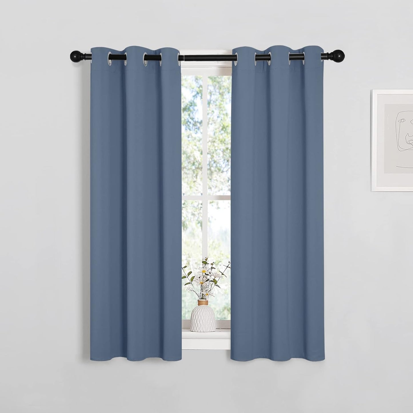 NICETOWN Thermal Insulated Blackout Curtains - Stone Blue Room Darkening Drapes, Set of 2, 29x40 Inches