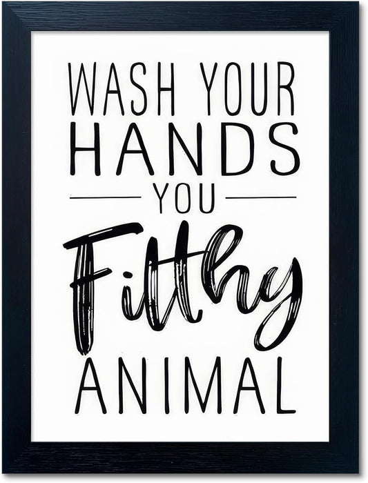 Skiennix Bathroom Decor Wall Art - Black and White Framed Prints for Guest Toilets & Kids' Washrooms