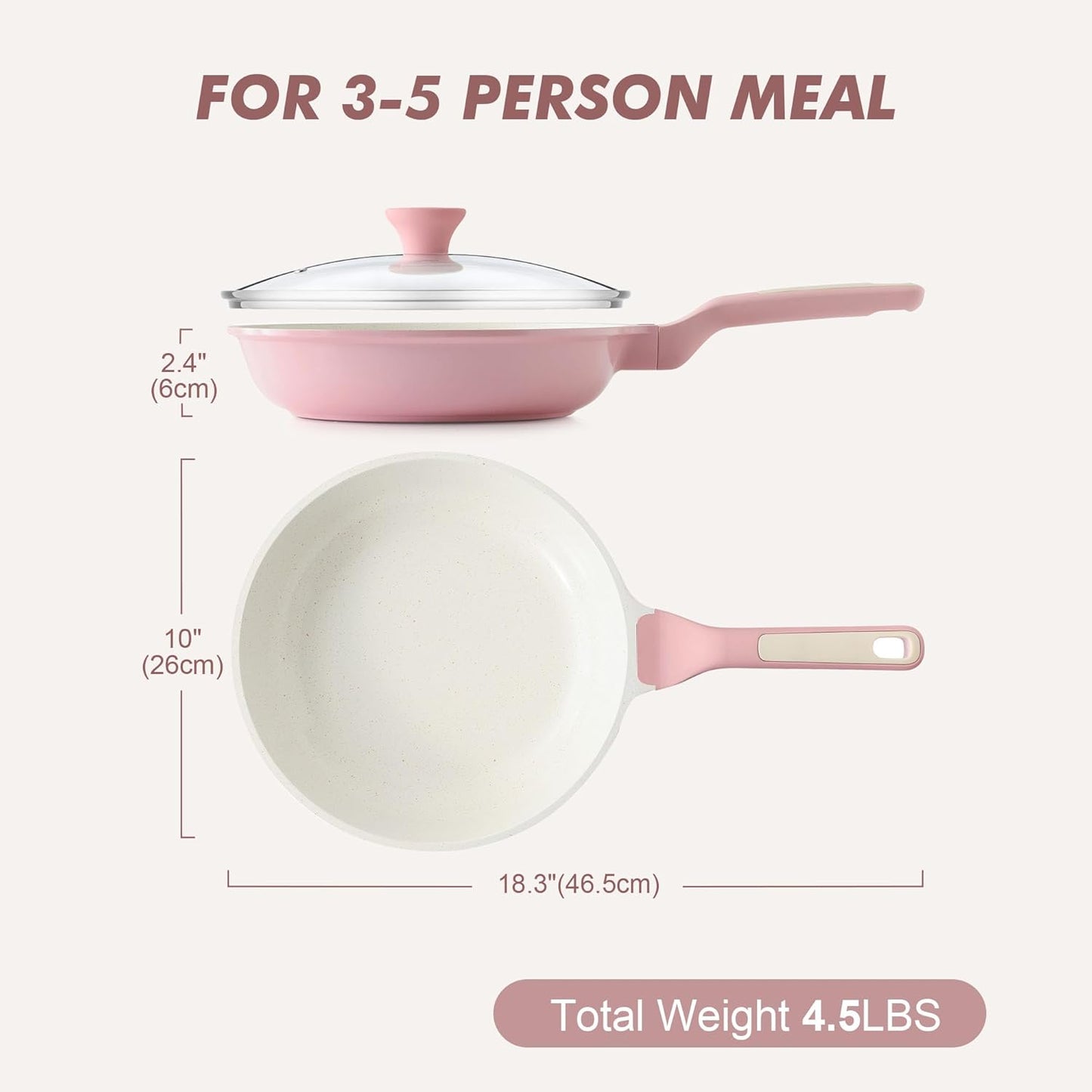 SENSARTE 10-Inch Nonstick Ceramic Frying Pan - Induction Compatible | Non-Toxic & Heat Resistant Handle in Sakura Pink