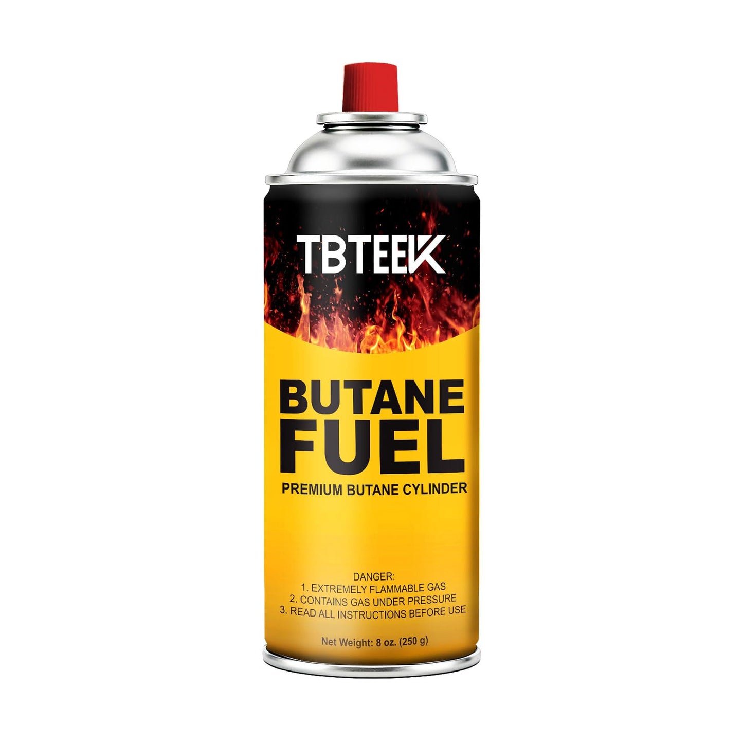 TBTeek Butane Fuel Canister, Butane Gas 8 oz, Premium Pure Refined Butane Gas Refill for Kitchen Torch Head, Camping Stove, Outdoor Cooking, Grilling & Emergency Use