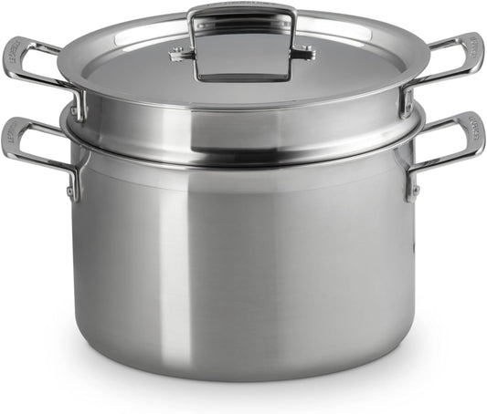 Le Creuset Stainless Steel Deep Pasta Pot - 3-Ply Construction, 7.5qt Capacity
