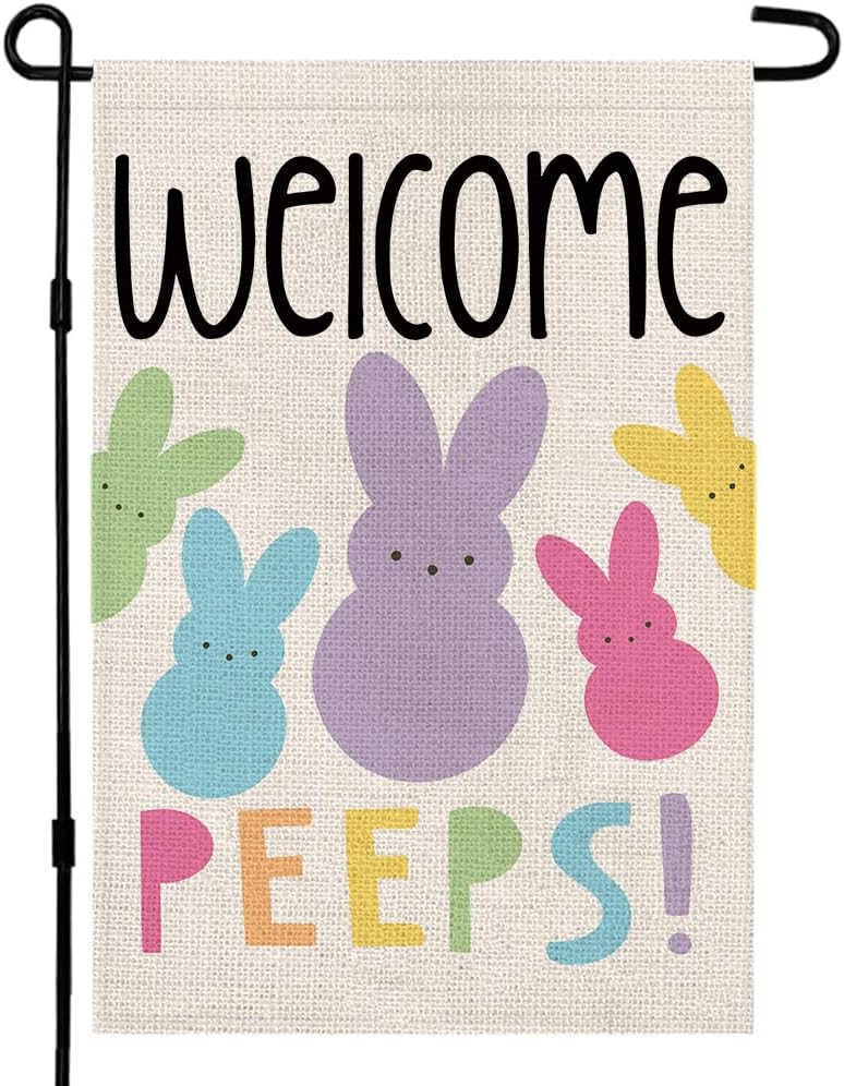 Welcome Easter Garden Flag - Double-Sided Bunny Banner | 12x18 Inch Spring Outdoor Decoration