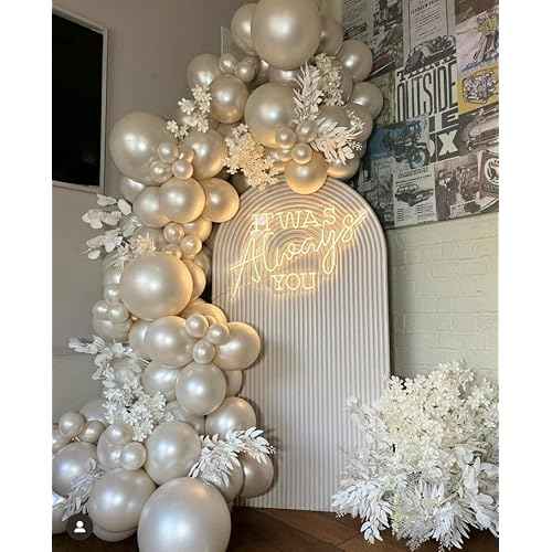 Pearl White Balloons Set, 60PCS Double Stuffed Pearl Balloons, 12 Inch Ivory Sand White Latex Transparent Clear Balloon Helium for Birthday Wedding Engagement Bridal Baby Shower Party Decorations