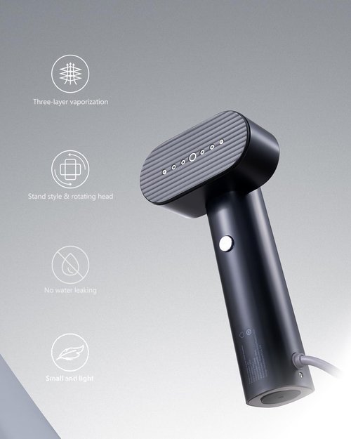G6 Portable Clothes Steamer - 2-in-1 Travel Iron with 10 Minutes Continuous Steam | Lightweight 0.7lbs, 900W (Black)