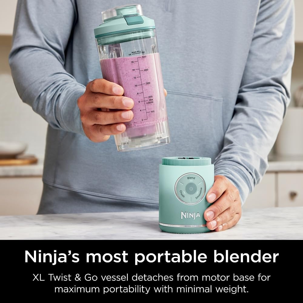 Ninja BC251MT Blast Max Cordless Blender - Smoothies & Ice Crushing, 22 oz. Sea Glass - Certified Refurbished