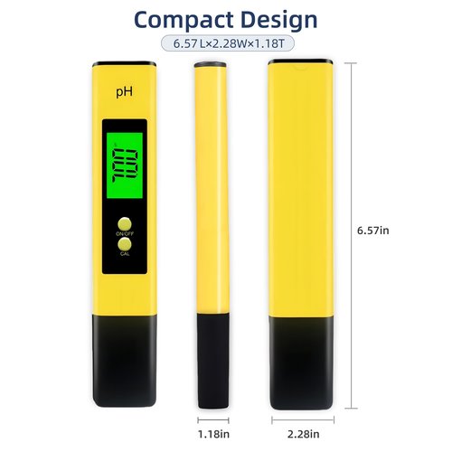Digital pH Meter for Water,0.01 High Accuracy pH Tester Pen,Portable Water Quality Tester with Backlit Display PH Pen for Hydroponics,Aquarium (Yellow)