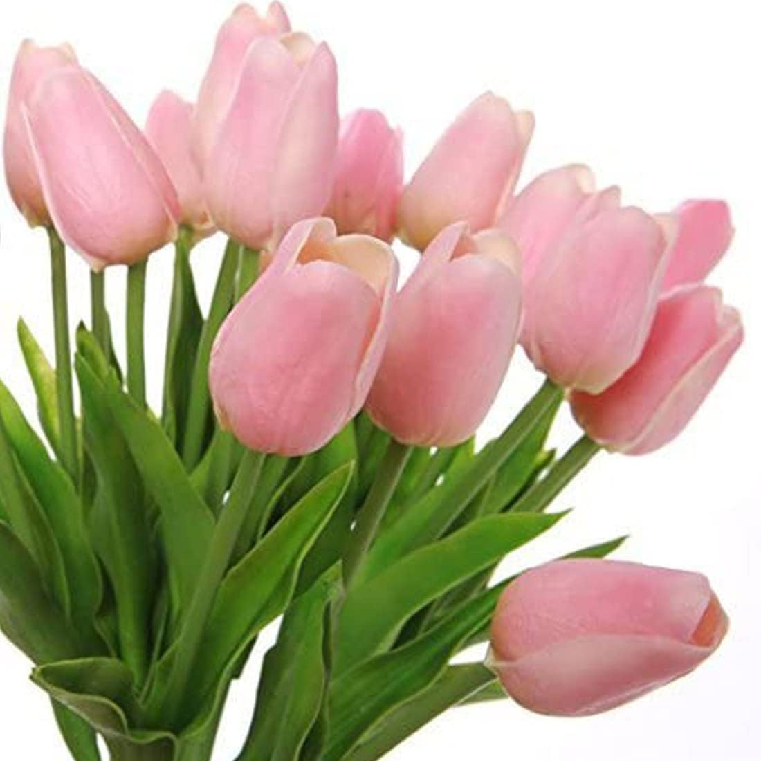 Real Touch Mini PU Tulips Bouquet - Premium Artificial Flowers for Wedding, Home & Event Decor (Set of 30, Cream White)