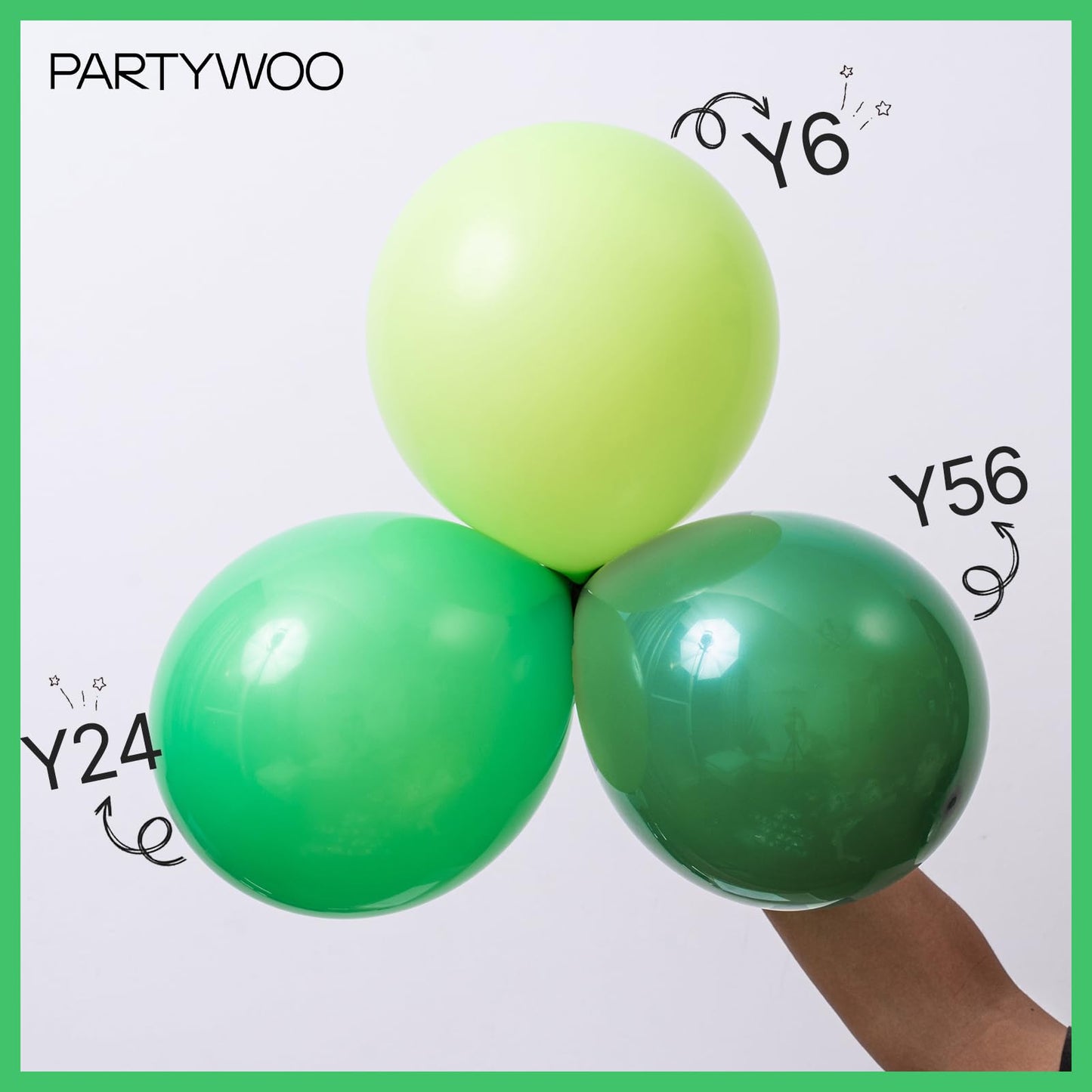 PartyWoo Green Balloons 50pcs 5 Inch Green Latex Helium Balloons for Birthday Baby Shower Graduation Engagement Wedding Dinosaur Jungle Golf Football Baseball Theme Party Decorations Green-Y24