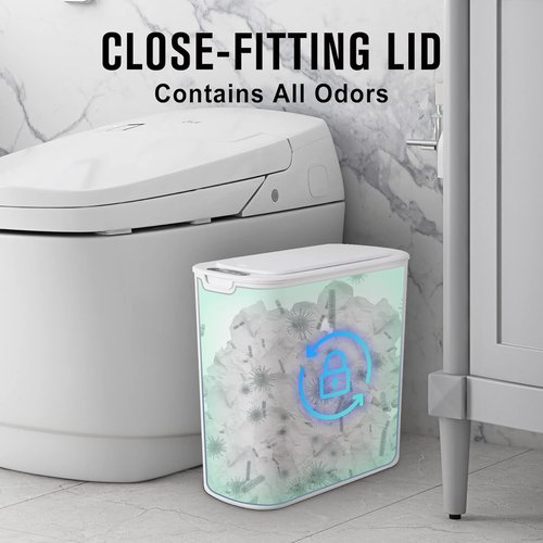 Cesun Automatic Motion Sensor Trash Can - Touchless 2.6 Gallon White Waste Bin for Bathroom, Office & Home