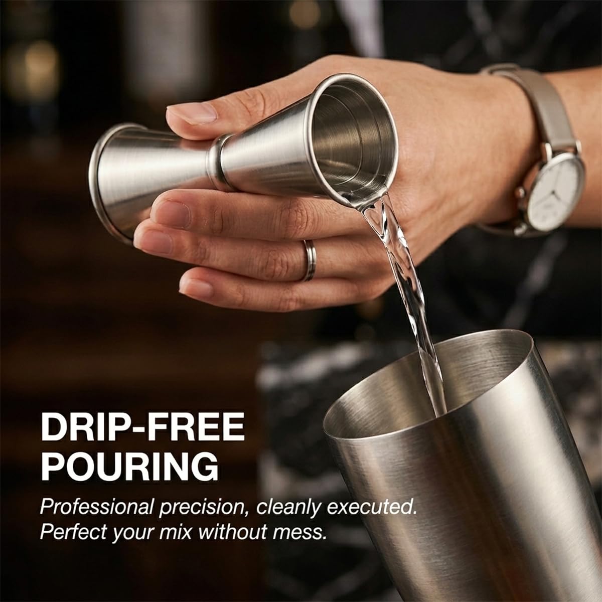 Barfroee Japanese Cocktail Jigger - 1oz & 2oz Double Jigger with Internal Measurement Markings - 304 Stainless Steel Bar Tool for Mixology - Accurate Shot Measure for Drinks