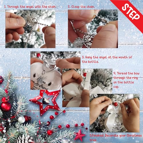 NeeKCheers Clear Dad Memorial Christmas Ornament Feather Ball with Angel, Remembrance Gift