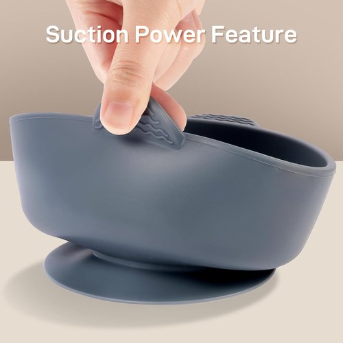 Eascrozn Silicone Baby Feeding Set - 3 Suction Bowls & 3 Spoons | BPA-Free, Microwave & Dishwasher Safe