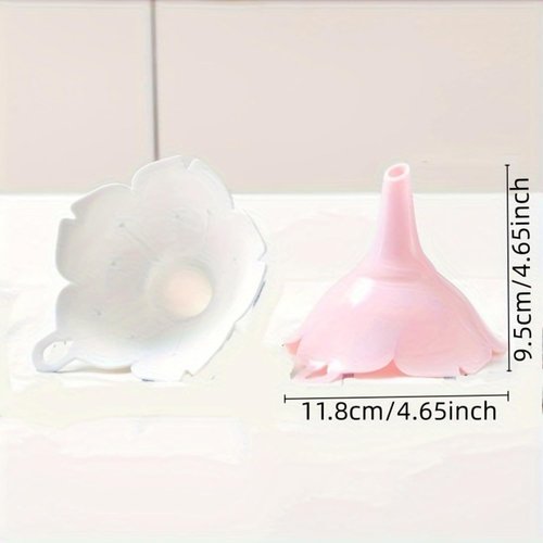 Flower Kitchen Funnel - Hangable Lotus Cherry Blossom Design for Easy Liquid & Spice Transfer | White