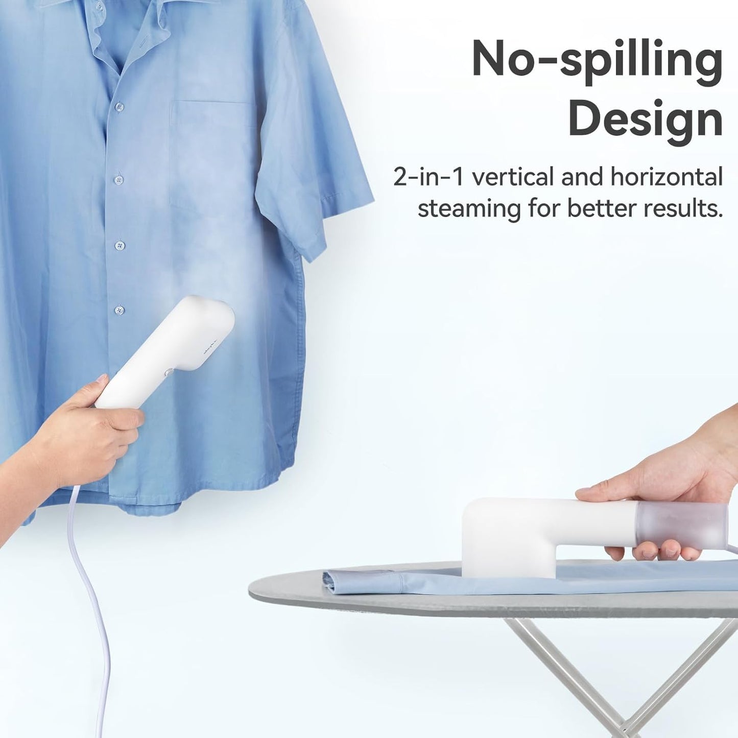 Olayks Handheld Steamer - Portable 2-in-1 Garment & Fabric Wrinkle Remover | Travel Mini Iron, 15S Heat Up, White