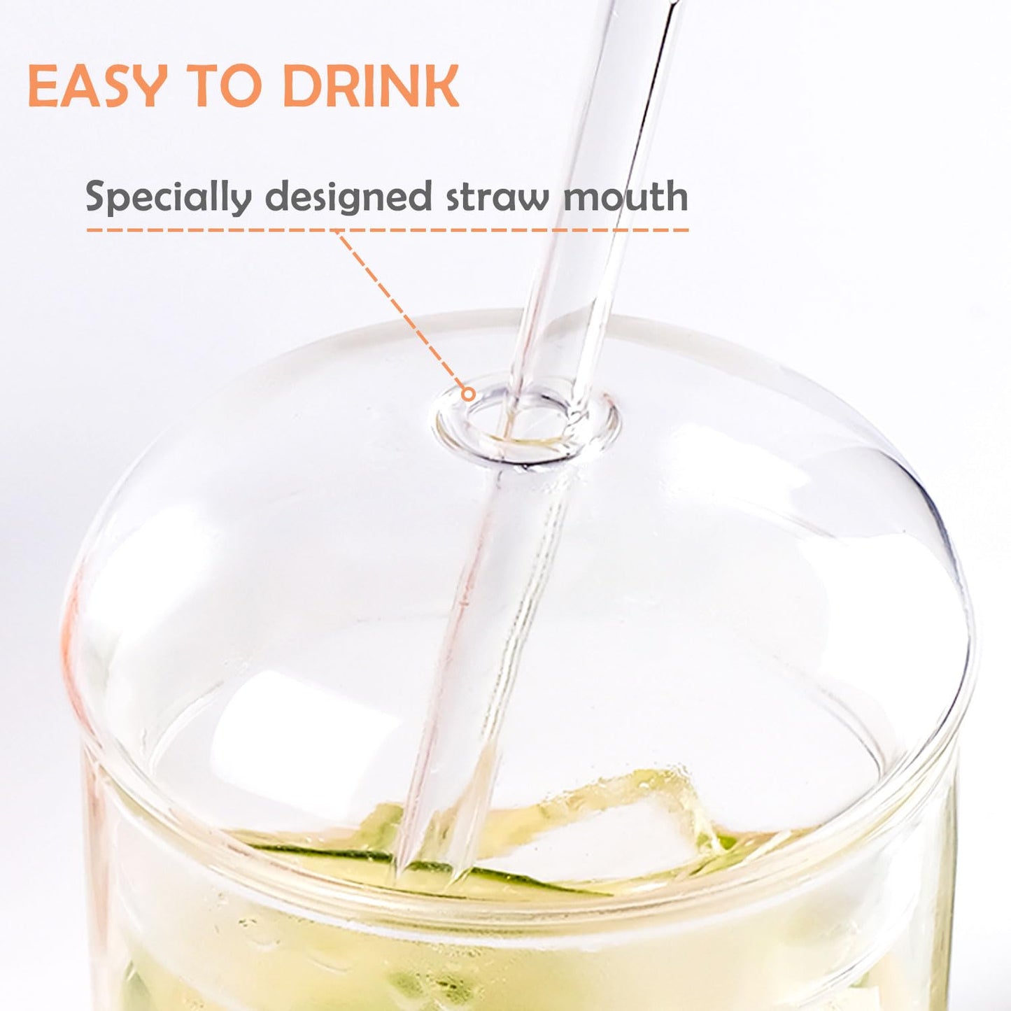 WHJY Glass Tumbler with Lid and Straw - 16oz Heat Resistant Glass Cup for Travel, Smoothies and Outdoor Use