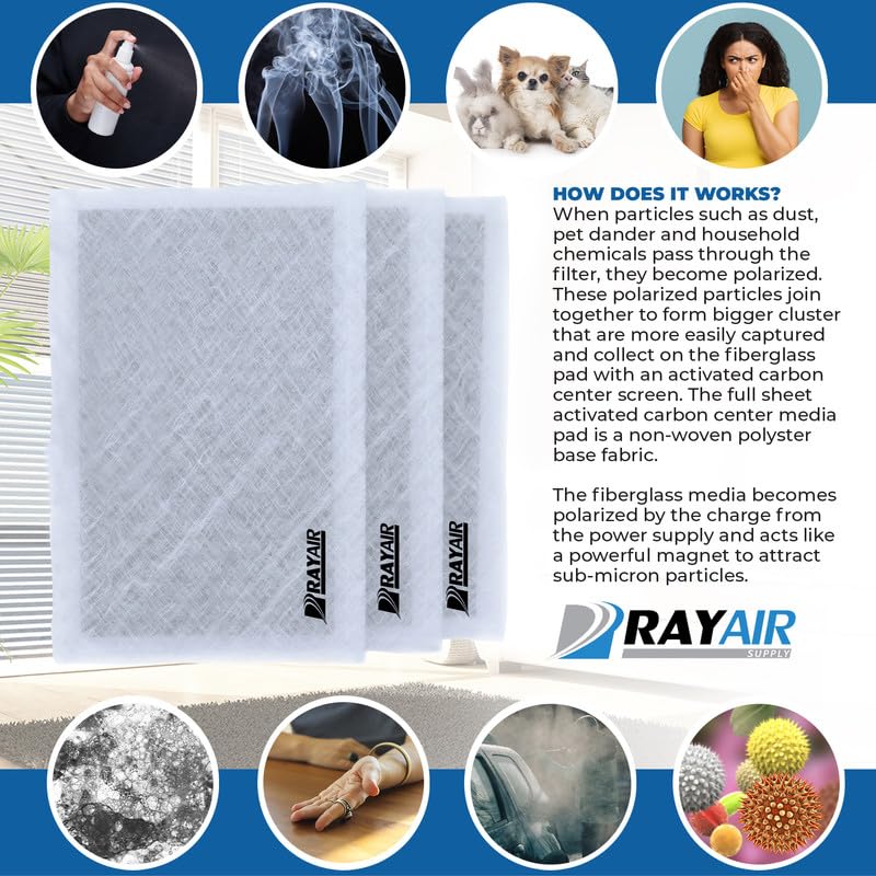 16x25 Air Filter Pads for Dynamic Air Cleaners - Fiberglass + Activated Carbon