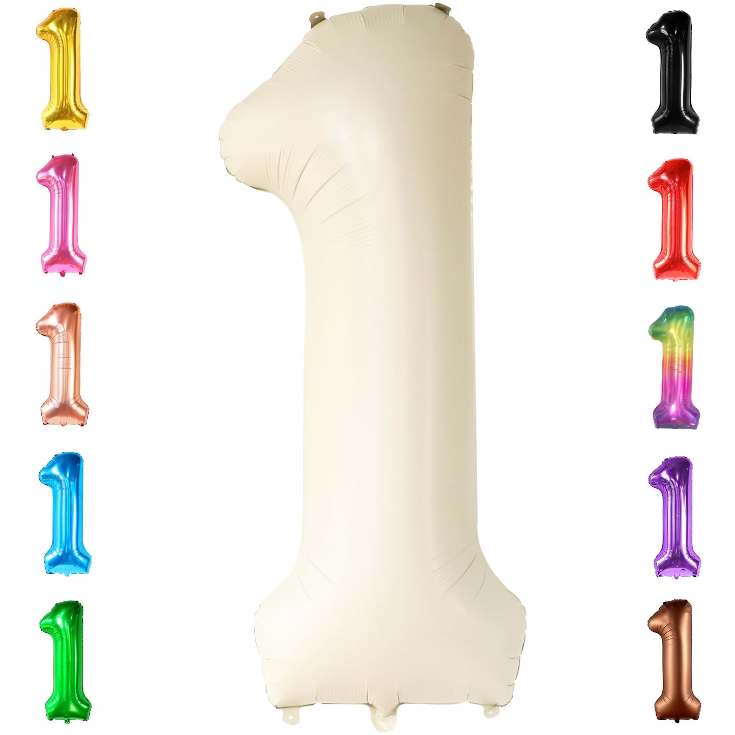 KatchOn, Cream Number 1 Balloons for 1st Birthday - Giant 40 Inch | One Balloon for First Decoration | 1 Balloon Number For The Big One Birthday Decorations | 1st Happy Anniversary Decorations