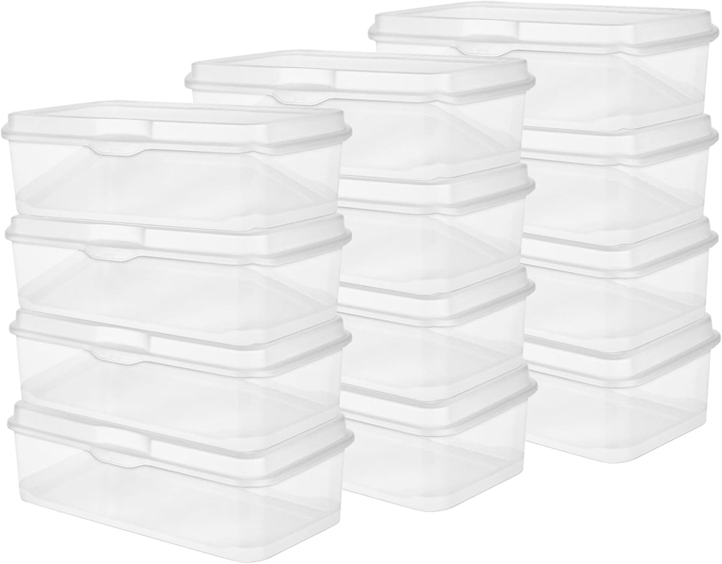 Sterilite 12-Pack Clear Flip-Top Stackable Storage Bins - Convenient Hinging Lid Design