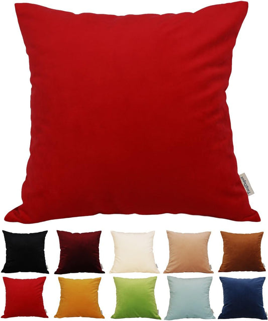 Luxury Soft Velvet Throw Pillow Cover - 22x22 Euro Sham in Christmas Red