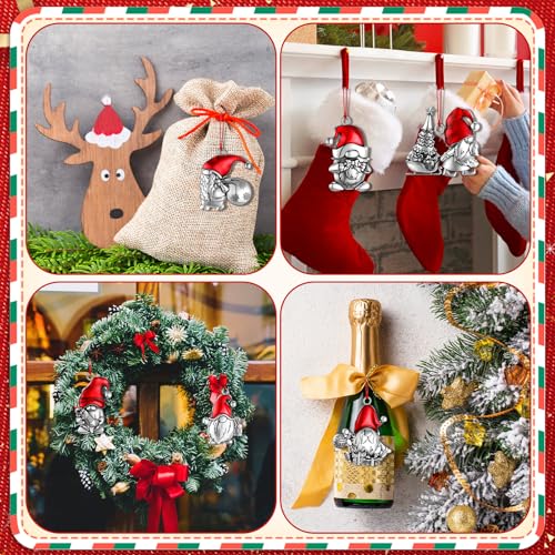 Sumind 6 Pcs Christmas Gnome Ornaments with Santa Hat Holiday Tree Decorations