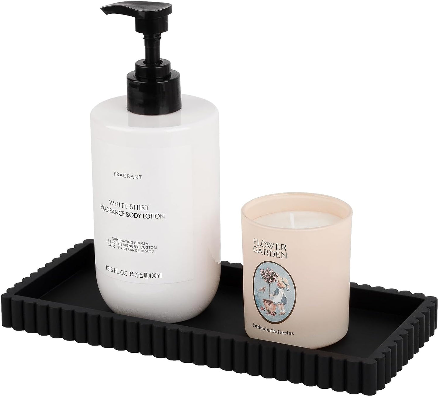 Skiennix Silicone Bathroom Tray - Small Vanity Organizer for Sink & Counter Decor | Black