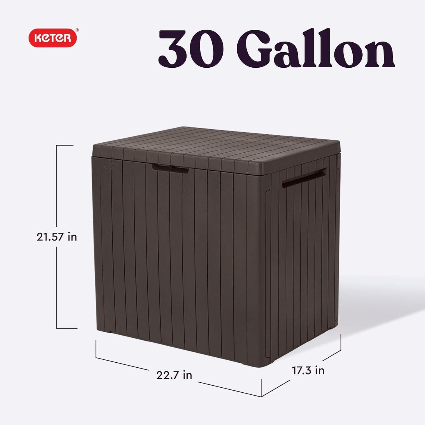 Keter City 30 Gallon Resin Outdoor Storage Box - Versatile Patio Furniture & Garden Organizer | Brown