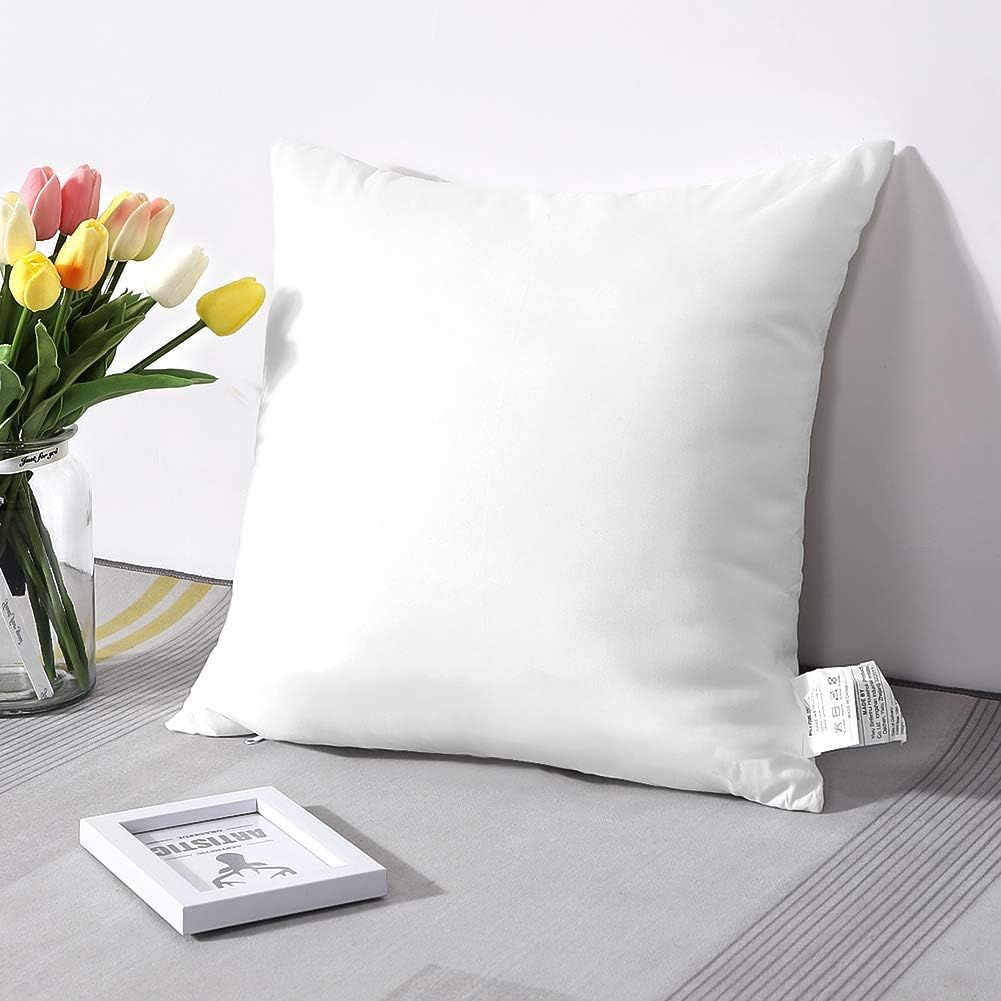 OTOSTAR Outdoor Throw Pillow Inserts - Water Resistant Cushion Pads for Patio & Garden | 18x18 Inch - White (Pack of 2)