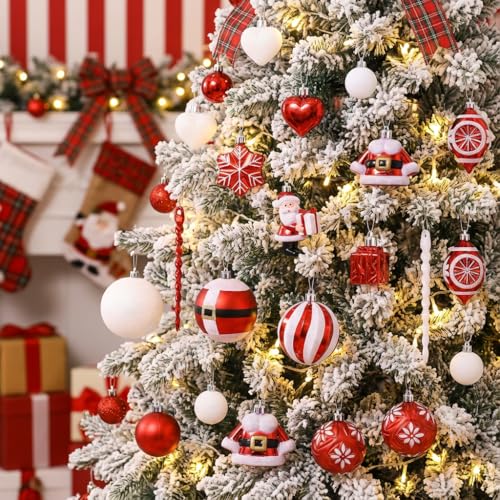 Valery Madelyn Christmas Ornaments Set, 70ct Red and White