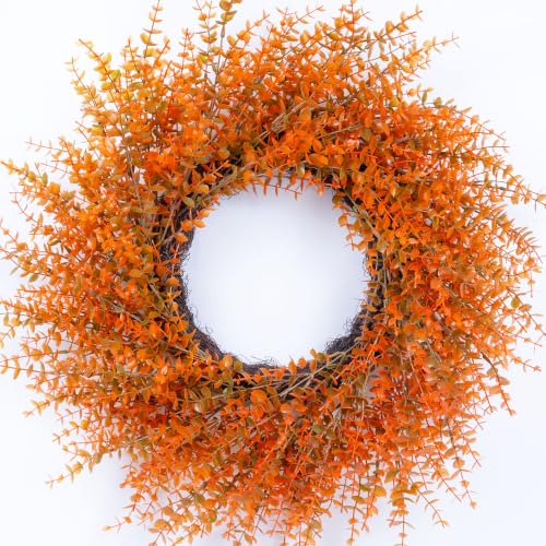 26-Inch Autumn Fall Wreath with Orange Eucalyptus for Front Door & Outdoor Decor